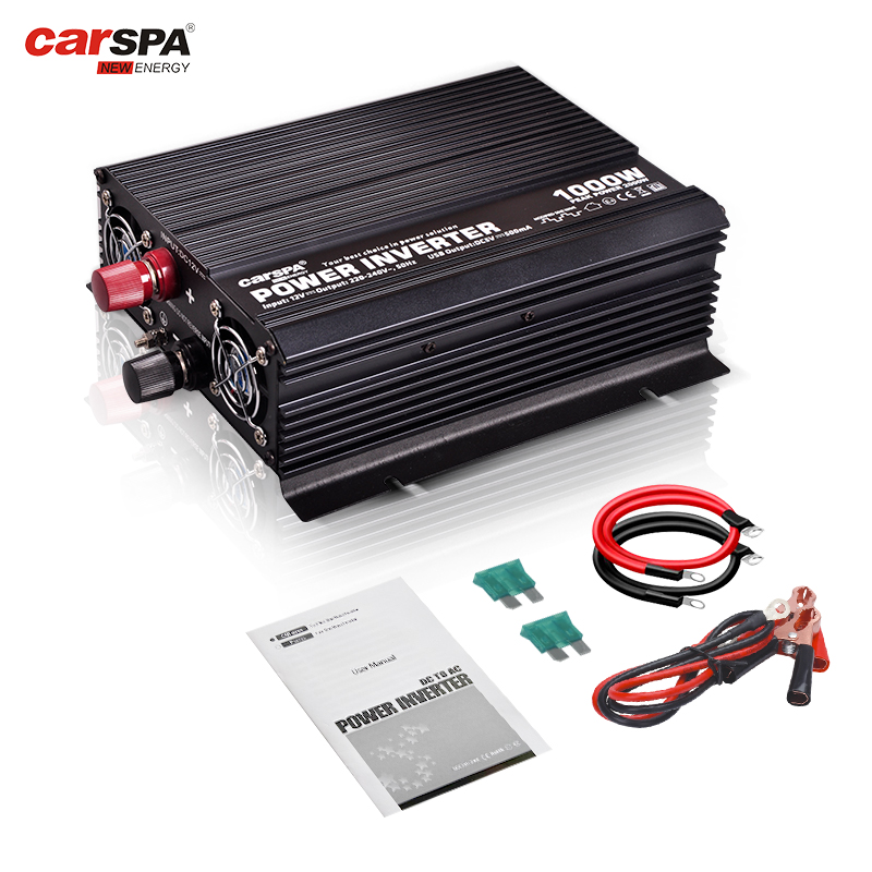 How long can a 12-volt battery last with a 1000-watt power inverter and what should be watched out for during usage?